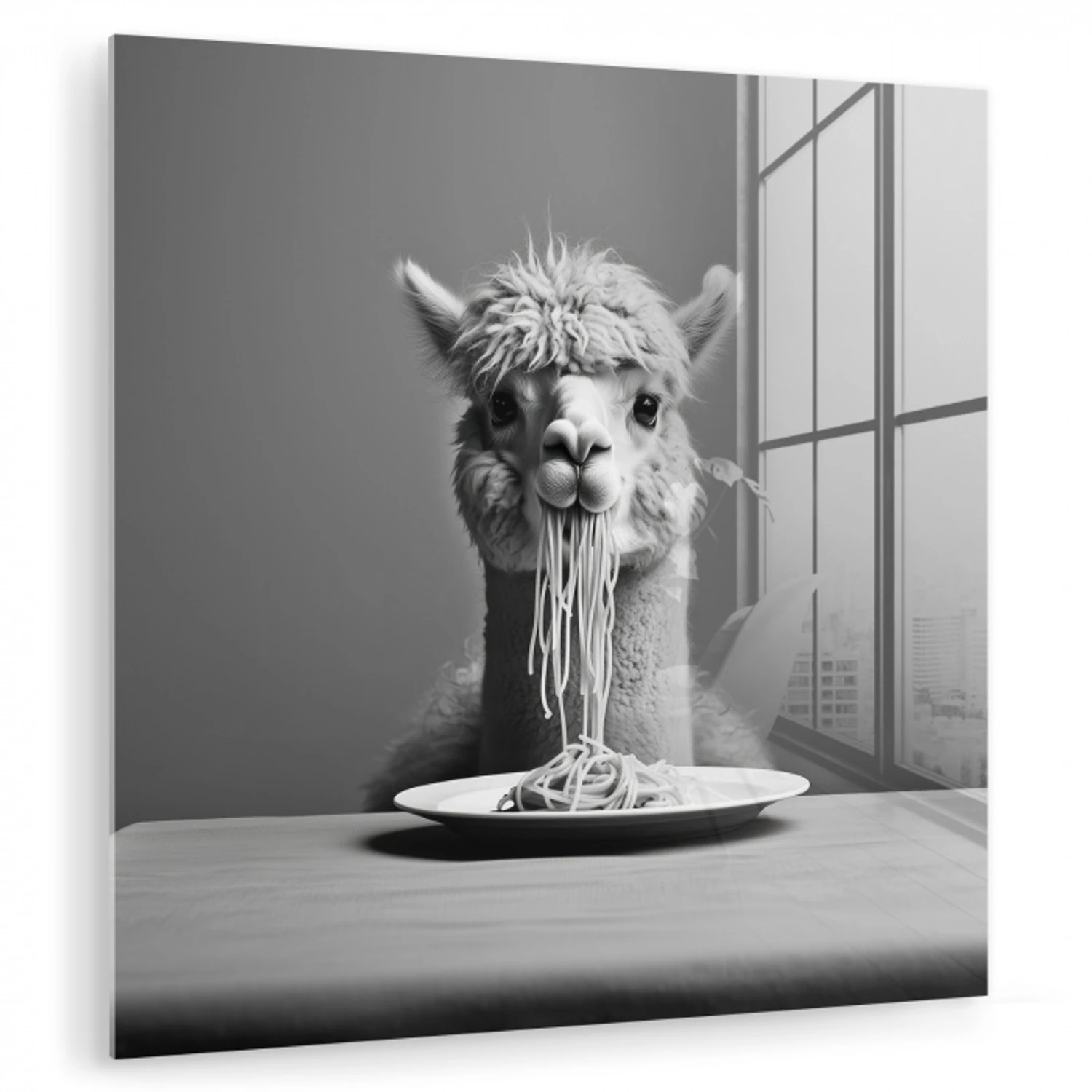 Alpaca - Pasta - Zwart - Wit - Grappig - Dieren plexiglas 5mm klein -zzzproduct_nieuw