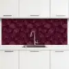 Bloemen - Patroon - Bordeauxrood keuken achterwand 2 middel 871 -3d