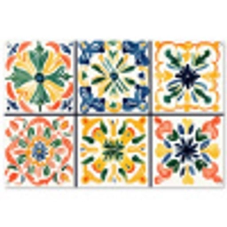 Spaans - Tegels - Keramiek - Bloemen tuinposter los doek groot -3d