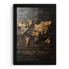 Wereldkaart -  Hout - Mozaïek fotolijst zwart zonder passe partout klein -3d