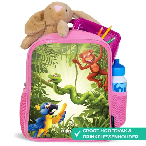 Dieren in de jungle Kinderrugzak - Roze middel -inhoud_NL