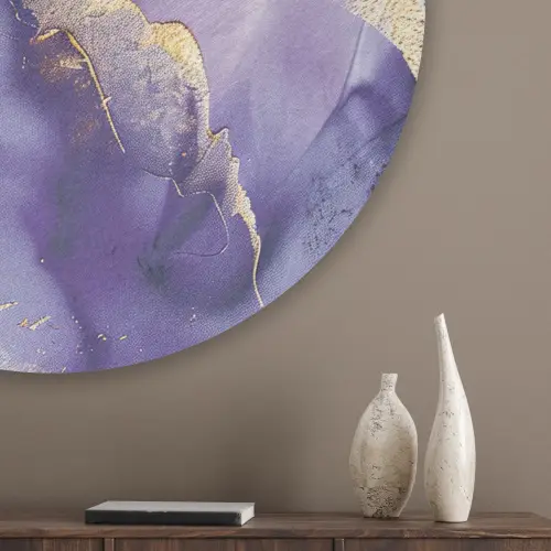 Paars - Modern - Marmer - Abstract Akoestische PET Vilt - Rond klein -sfeer5_closeup