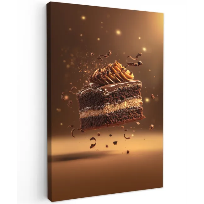 Taart - Chocolade - Eten - Brownie Tuinposter op houten frame 2 cm dik klein -3d