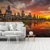 Boeddha beelden - Zonsondergang - Water - Boeddhisme fotobehang vinyl groot -woonkamer