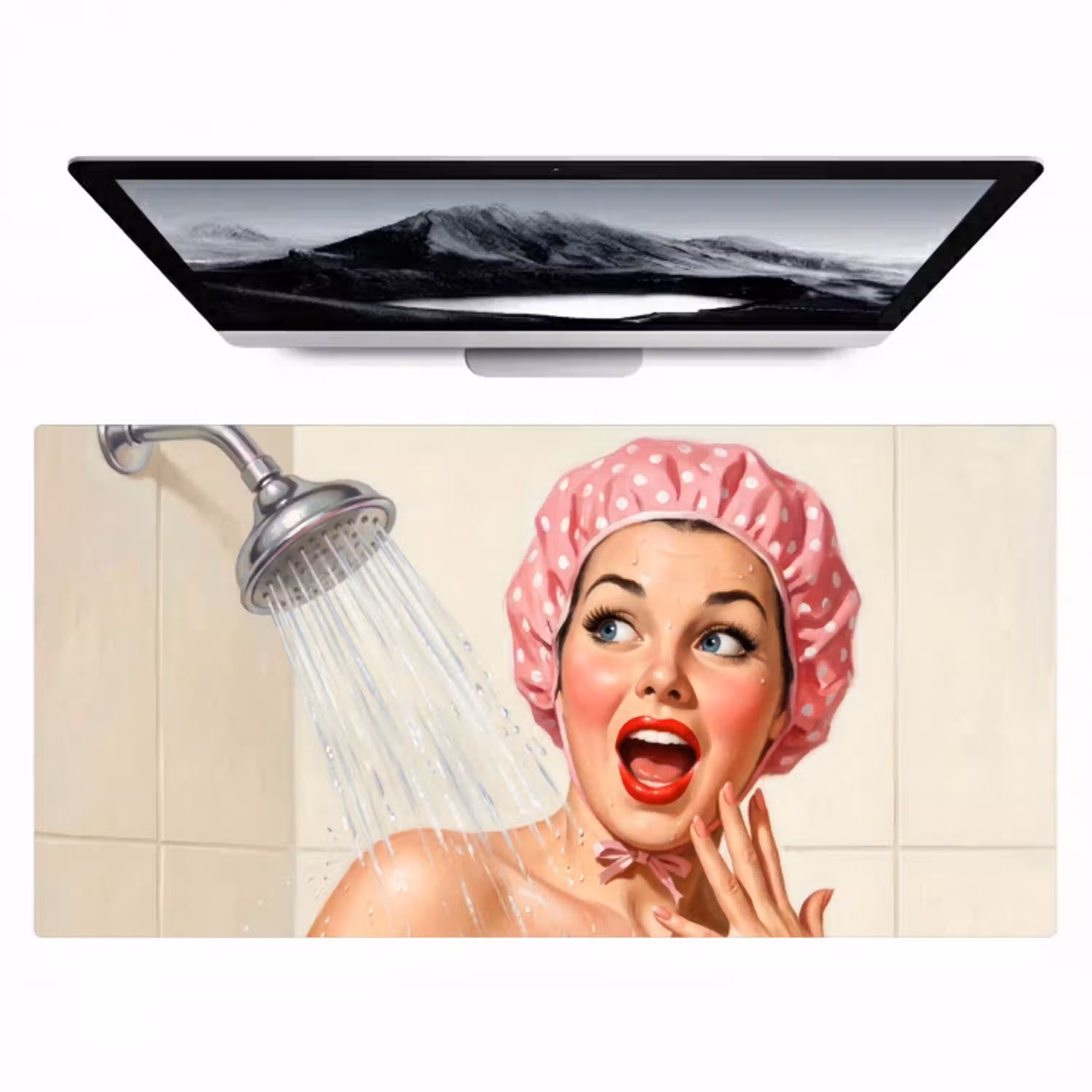 Vrouw - Douche - Roze Muismat XXL klein -zzz3d