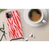Zebraprint - Roze - Rood - Dierenprint Hoesje iPhone 12 Pro met koord klein -oordop