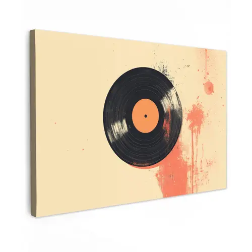 Vinylplaat - Zwart - Verfspatten - Retro Tuinposter op houten frame 2 cm dik klein -3d