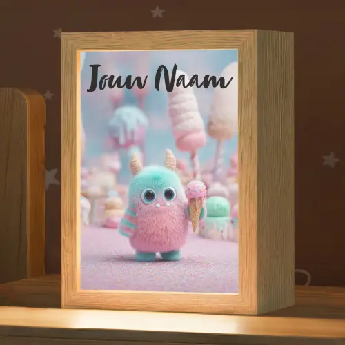 Monster - Pastel - Roze - Snoep Light Box met kabel (Kinderlampje) klein -zzz_3d_website