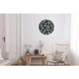 Bloemen - Borduurwerk - Patroon - Blauw - Groen Wandcirkel aluminium klein 190 -woonkamer