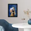 Meisje met de parel - Delfts blauw - Vermeer - Bloemen - Schilderij - Oude meesters fotolijst zwart zonder passe partout klein -sfeer4