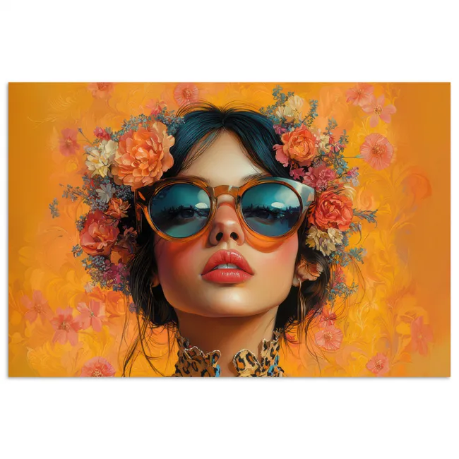 Poster - Vrouw - Bloemen - Aesthetic - Oranje