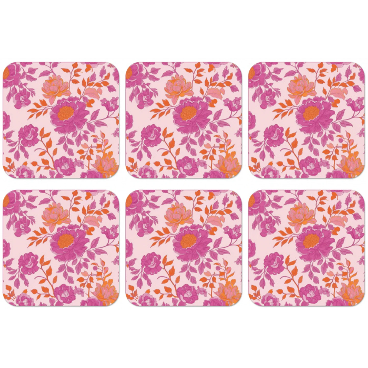 Bloemenpatroon - Roze - Oranje - Bloemen onderzetter kurk middel -zkaufland3dotto
