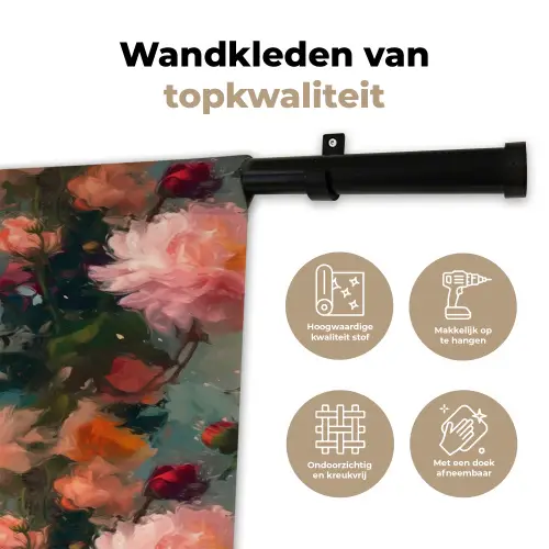 Dahlia - Bloemen - Patroon Wandkleed katoen klein 269 -sfeer2