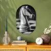 Paard - Hout - Schaalbord - Zwart Wandcirkel Ovaal Forex klein -sfeer2