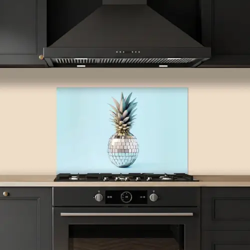 Blauw - Ananas - Disco - Discobal keuken achterwand spatscherm klein -sfeer1