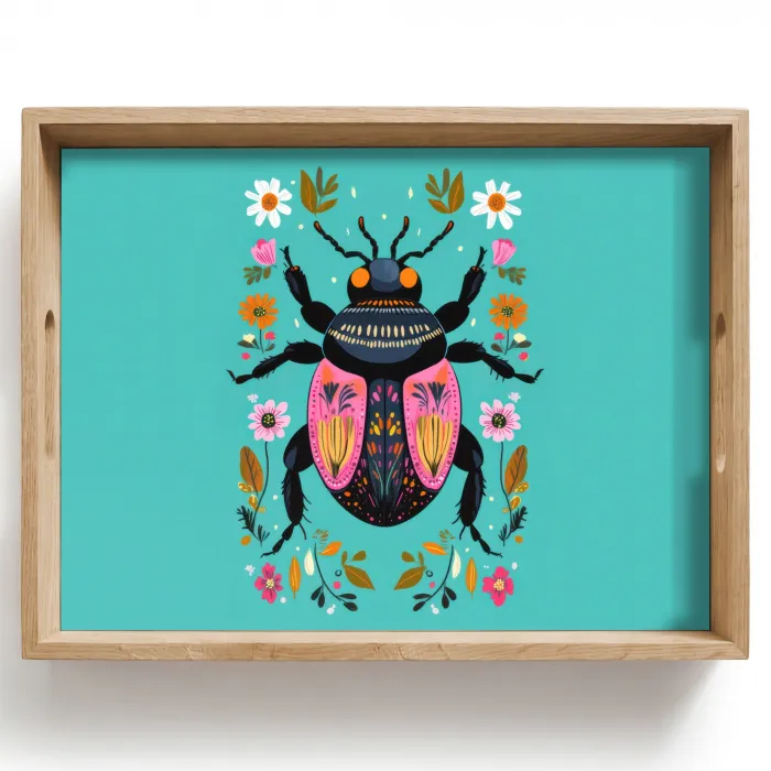 Kever - Bloemmotieven - Turquoise - Bladeren Dienblad Rechthoek middel -z3d_shopping