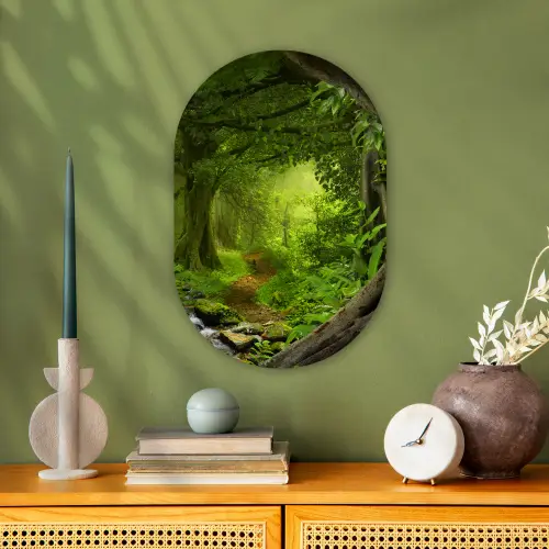 Jungle - Groen - Natuur - Tropisch - Planten Wandcirkel Ovaal Forex klein -sfeer2
