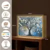 Boom - Blauw - Goud - Abstract Light Box met batterij (Wandlamp) middel -USP_websiteoverzichtNL