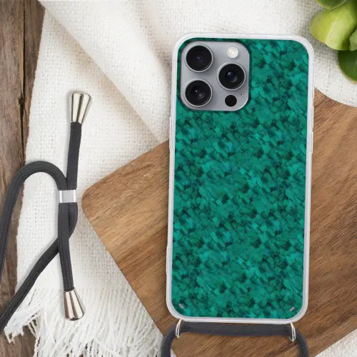 Vloeiend - Olie - Verf - Groen Hoesje iPhone 16 Pro Max met koord klein 804 -sfeer4