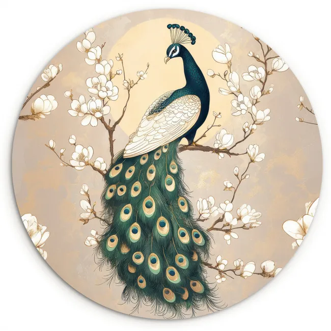 Pauw - Tak - Bloemen Wandcirkel kunststof plaat 5mm dik klein -3d