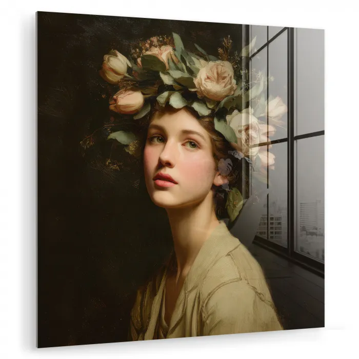 Bloemenstilte - Vrouw - Portret plexiglas 5mm klein -zzzproduct_nieuw