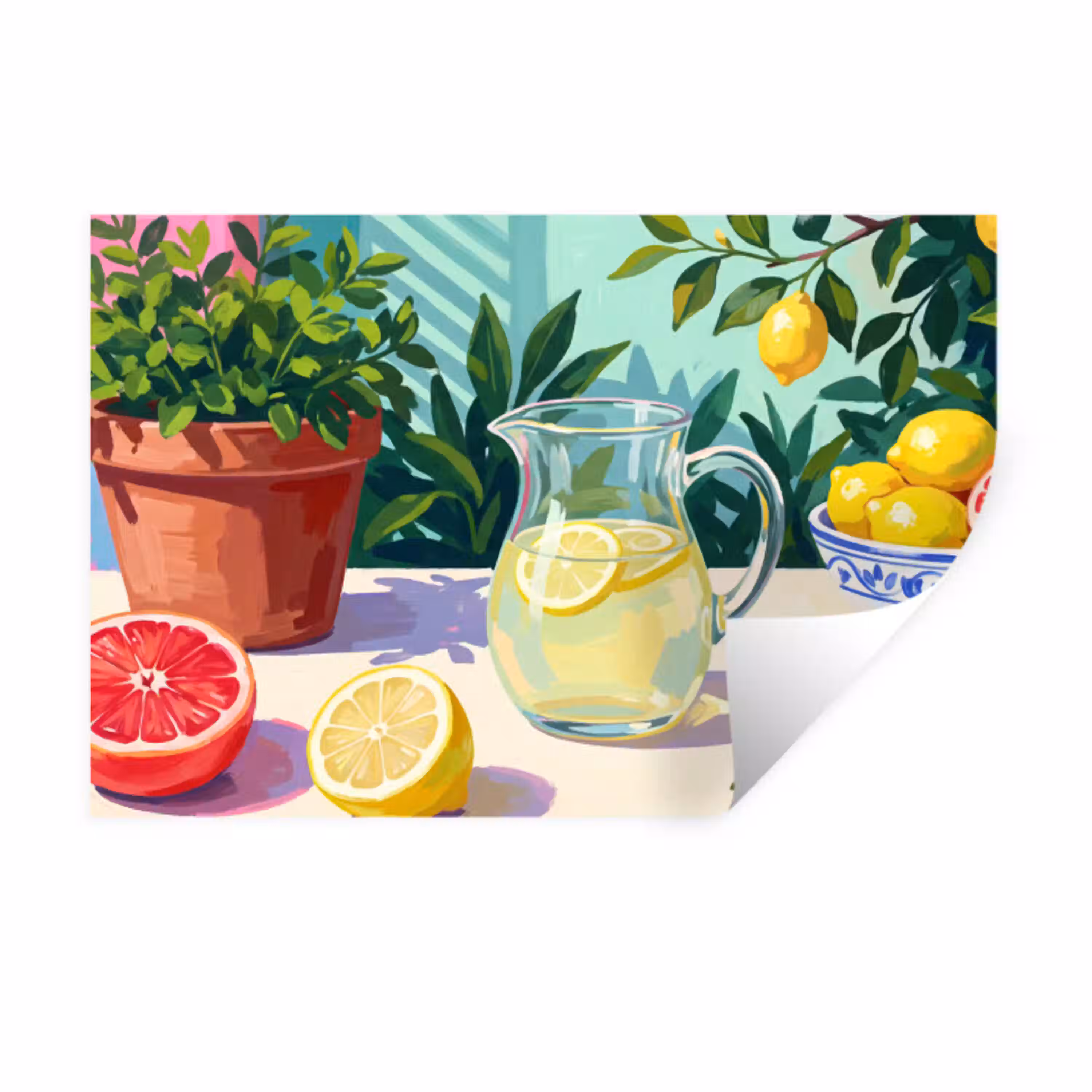 Citroen limonade zomer Muursticker klein -3d