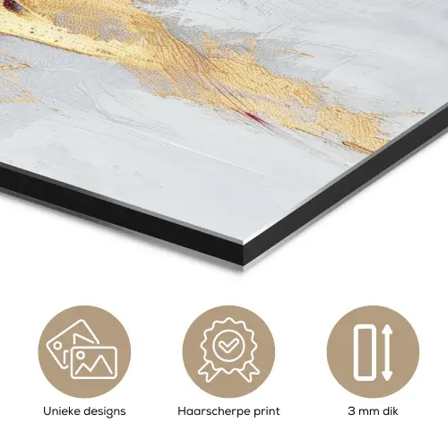 Rood - Marmer - Abstract - Goud - Modern aluminium wit klein -closeup_NL