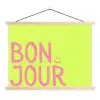 Groen - Smiley - Bonjour - Roze textielposter latten blank klein -3d