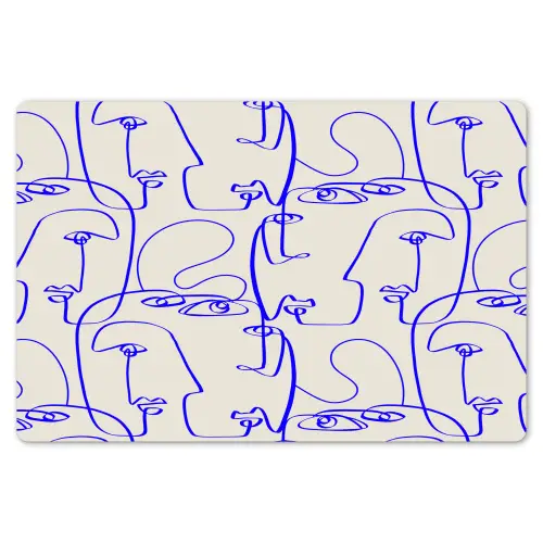 Gezicht - Blauw - Lijnen - Beige Placemat vinyl groot 368 -zzsfeer1_Kitchenyeah-website