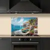 Boten - Rotsen - Zee - Zon keuken achterwand spatscherm klein -sfeer1