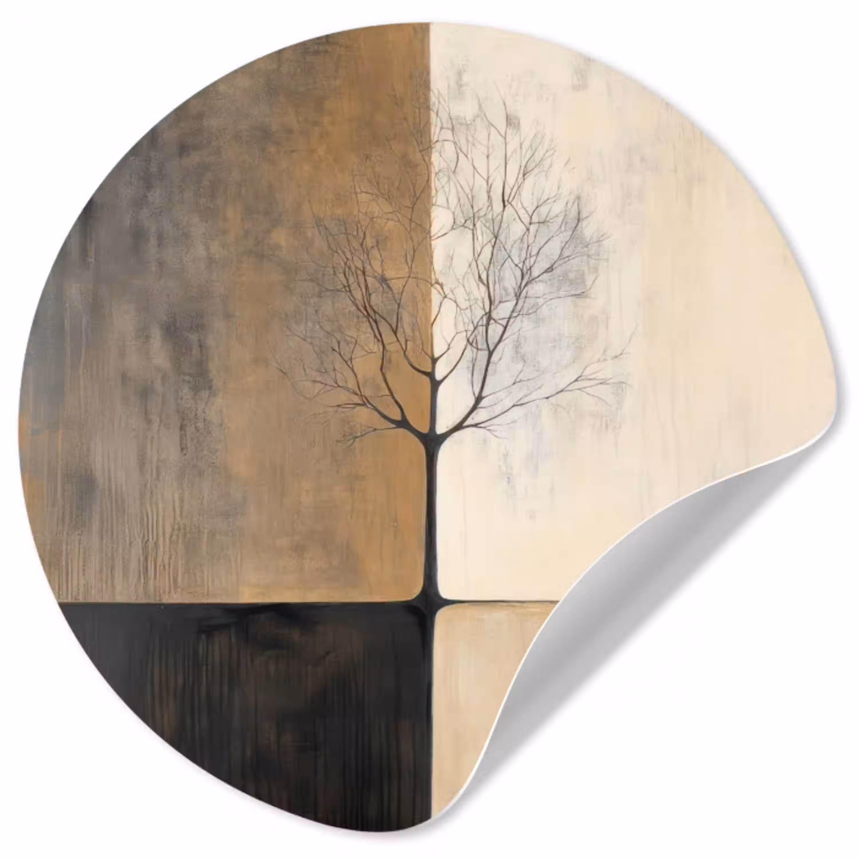 Boom - Vlakken - Takken - Kleurverloop Wandcirkel behangsticker klein -3d