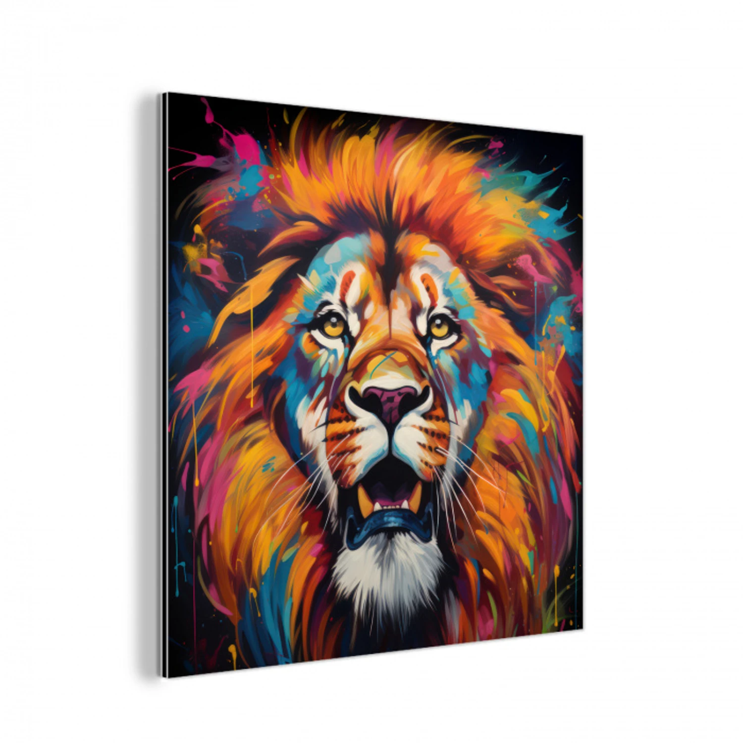 Leeuw - Graffiti - Dieren - Zwart aluminium wit klein -3d