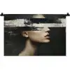 Gezicht - Vrouw - Zwart - Abstract Wandkleed katoen klein -zz3d