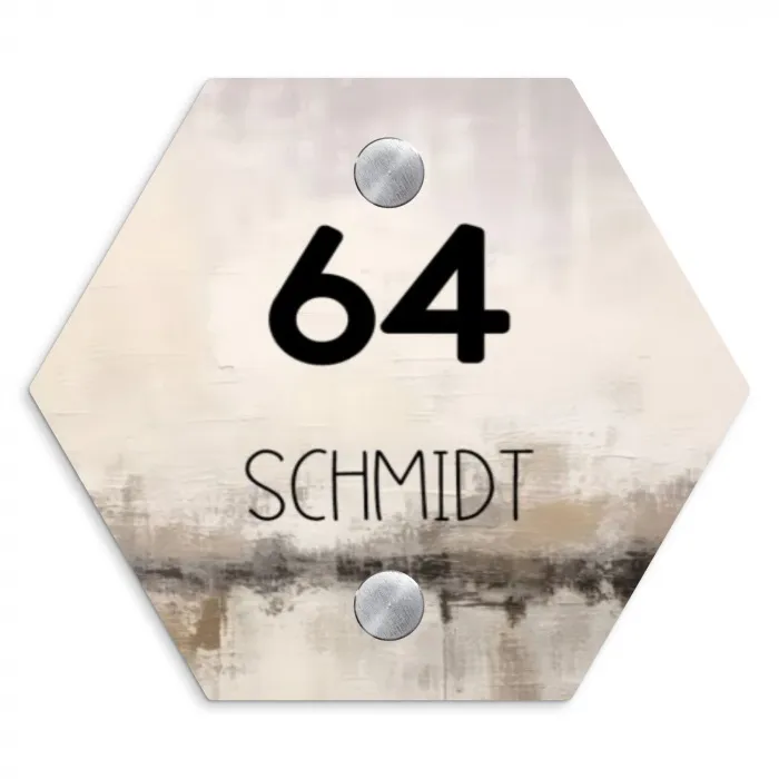 Geschilderd - Modern Naambord Hexagon klein -3d