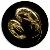 Garnalen - Zwart - Goud - Dieren Wandcirkel kunststof plaat 5mm dik klein -3d