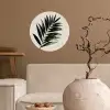 Palmblad - Subtiel - Groen - beige Wandcirkel behangsticker klein -sfeer1