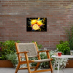 Citroen - Graffiti - Kleurrijk - Verf - Modern Tuinposter op houten frame 2 cm dik klein -sfeer3