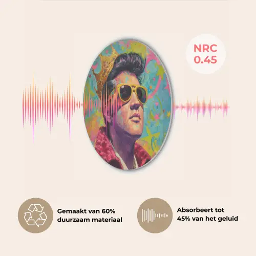 Kleurrijk portret - Kroon - Sterren Akoestische PET Vilt - Rond klein -USP_NL