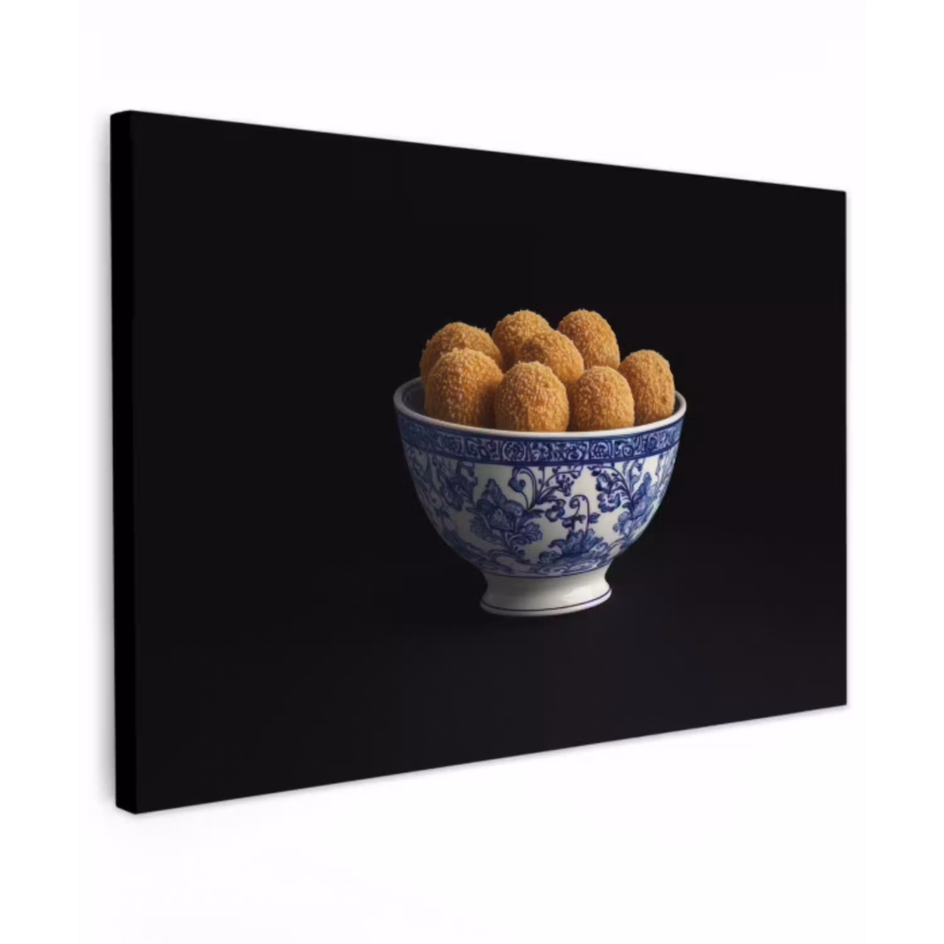 Delfts blauw - Bitterballen - Holland - Schaal Tuinposter op houten frame 2 cm dik klein -3d
