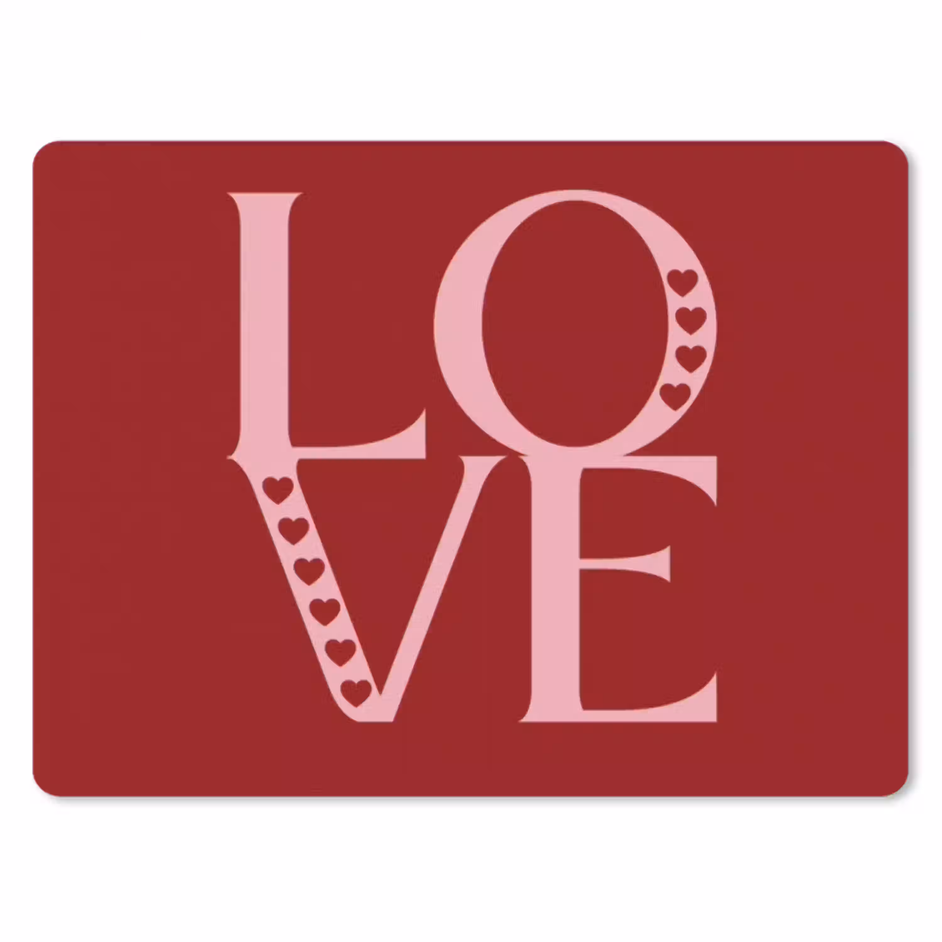 Love - Rood - Hatjes muismat rubber klein -3d