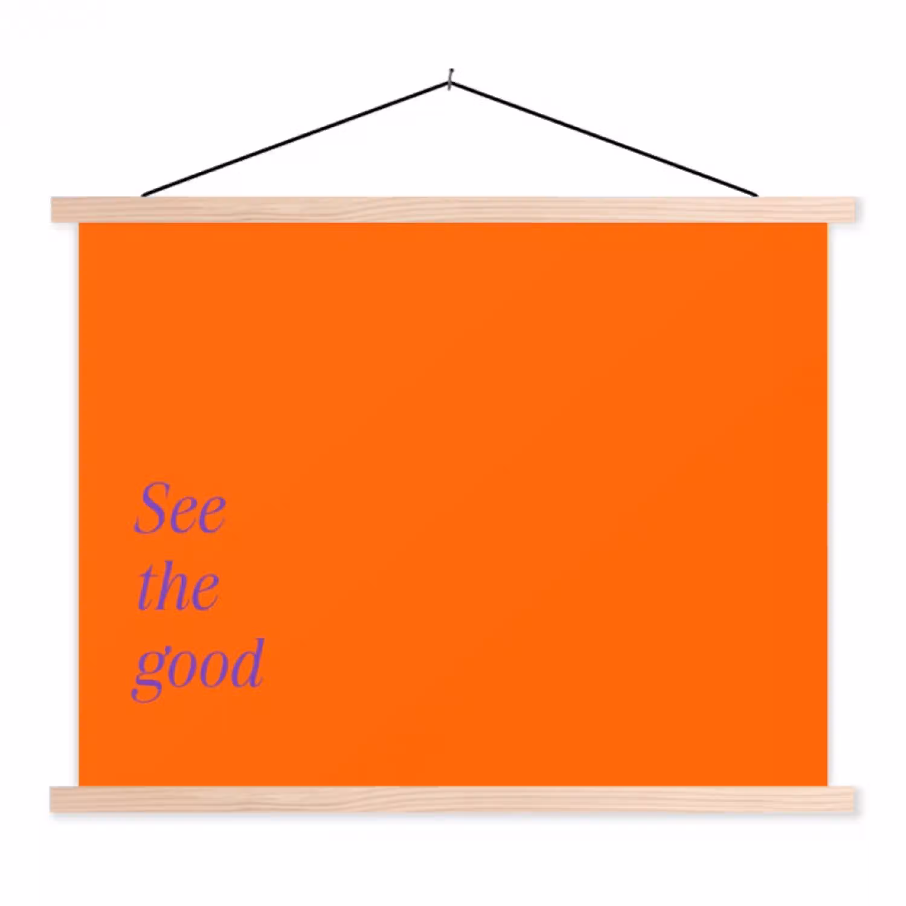 See te good - Paars - Oranje textielposter latten blank klein -3d