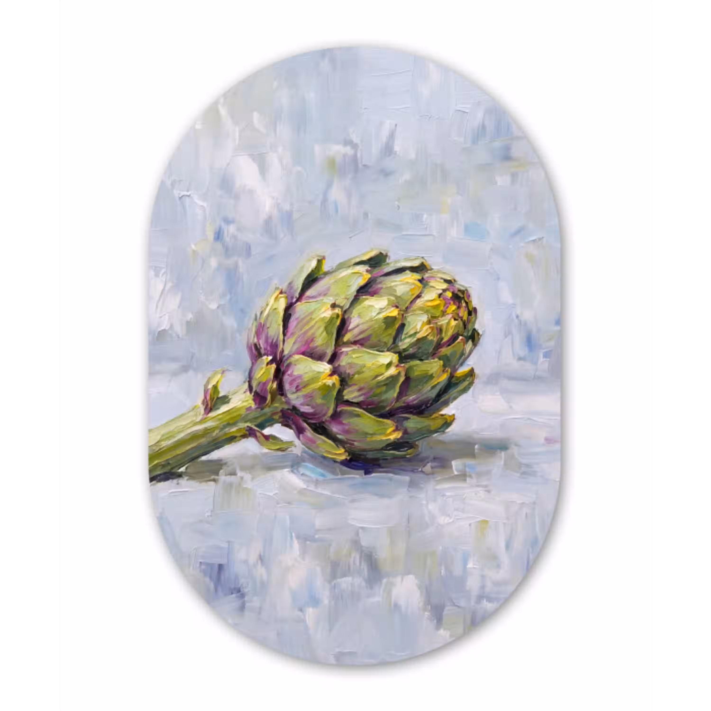 Eten - Artisjok - Modern Wandcirkel Ovaal Glas middel -3d