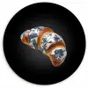 Croissant - Bloemenpatroon - Delftsblauw Wandcirkel plexiglas klein -3d
