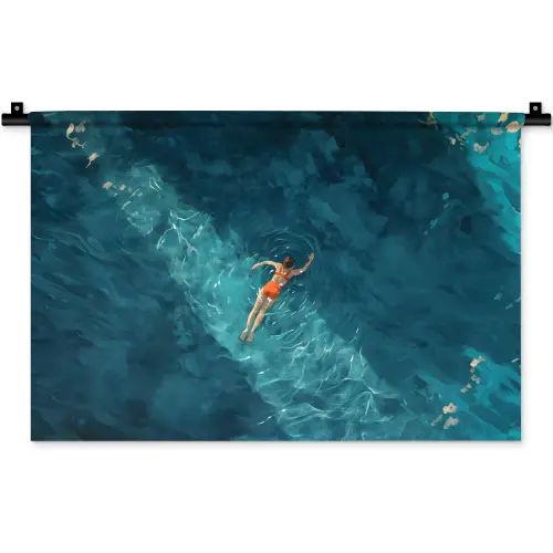 Vrouw - Water - Bikini - Oranje Wandkleed katoen klein -zz3d