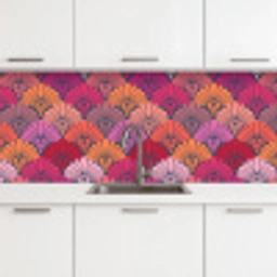 Patronen - Art Deco - Roze - Bloemen keuken achterwand 2 middel 871 -3d