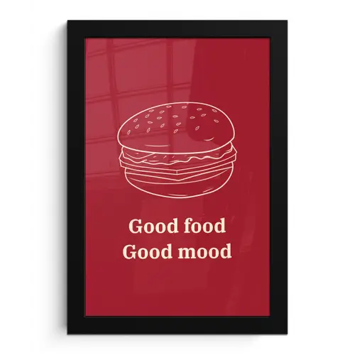 Dieprood - Lijntekening - Tekst - Hamburger fotolijst zwart zonder passe partout klein -3d