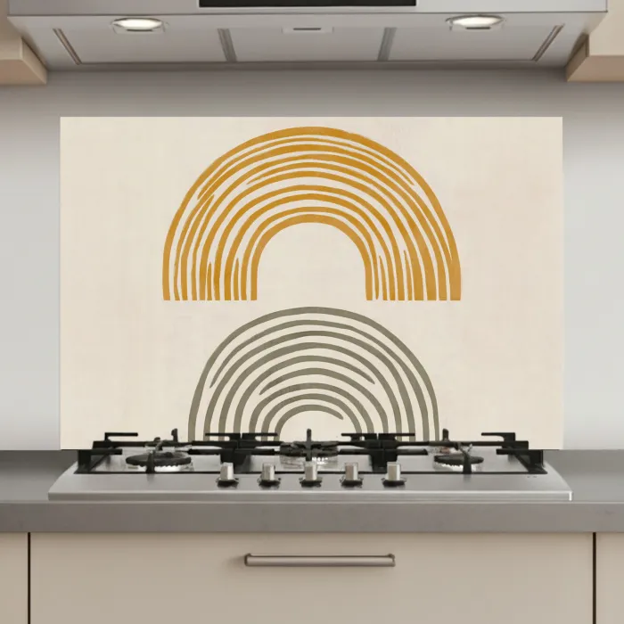 Bogen - Lijnen - Oranje - Minimalistisch keuken achterwand spatscherm klein -3d_website