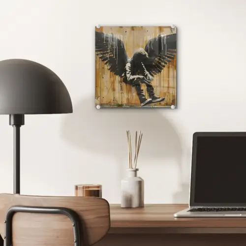 Graffiti - Kunst - Vleugels - Street art - Banksy plexiglas 5mm klein -sfeer6