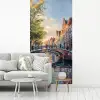 Brug - Stad - Huizen - Boot fotobehang vinyl groot -woonkamer