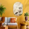 Bloemen - Japandi - Wabi sabi Wandcirkel Ovaal Glas middel -sfeer4